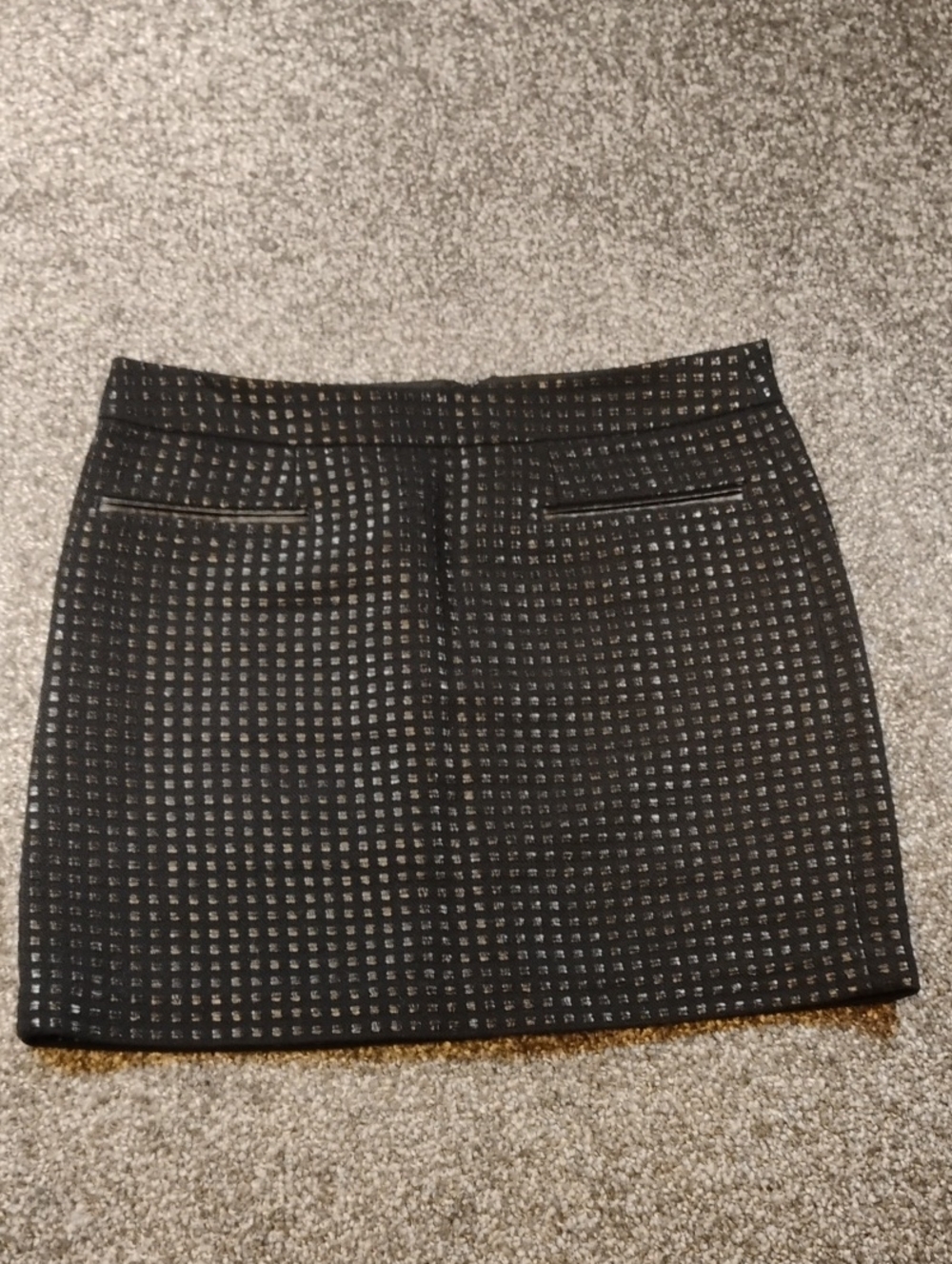 GAP Black Mini Skirt with Metallic Square Texture